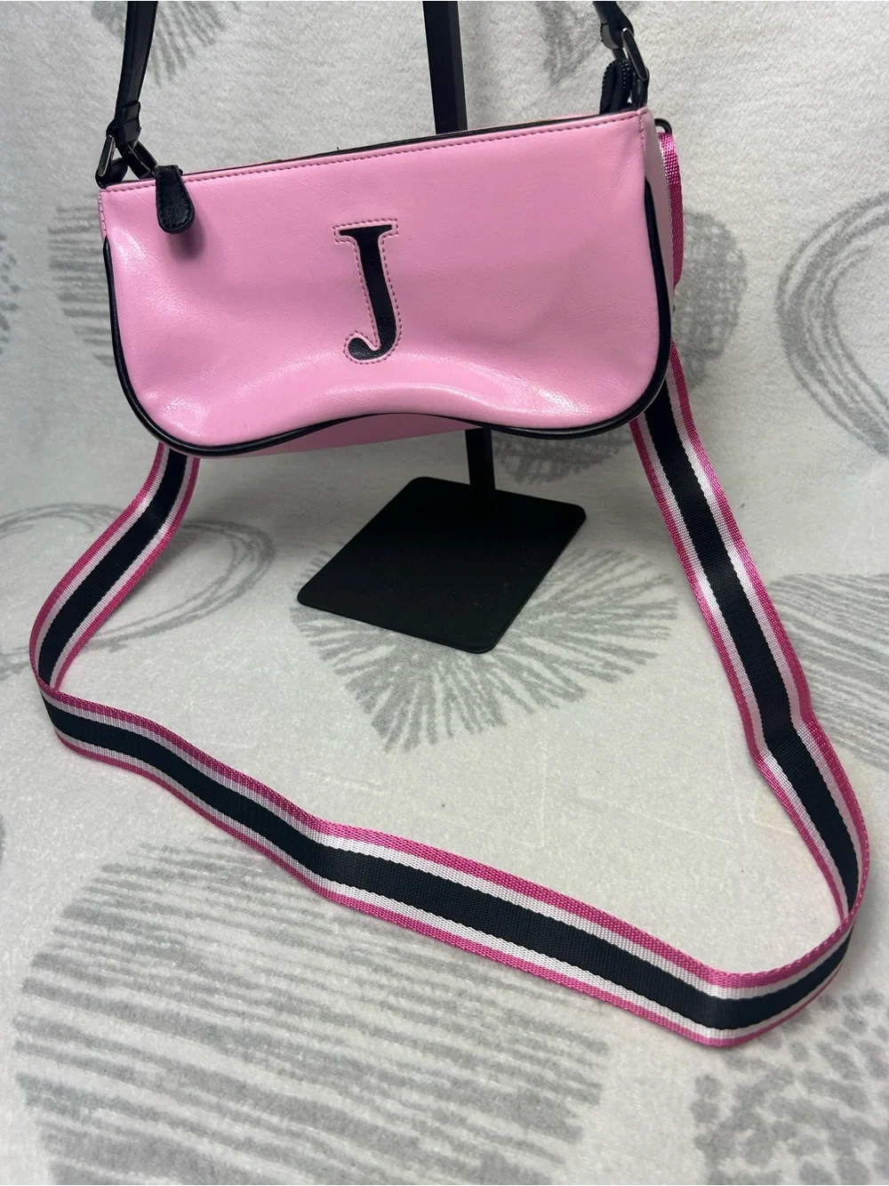 Y2K 90’s Pink And Black Cheerleader Preppy J Shoulder Bag